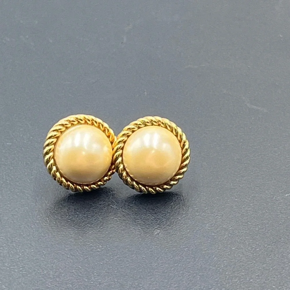 Kate Spade NY Know The Ropes Faux Pearl Stud Rope Braided Gold Tone Earrings